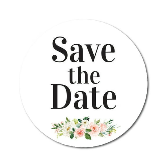 Darling Souvenir 45 Pcs Round White Rose & Peony Floral Save The Date Wedding Stickers-1.6 Inches