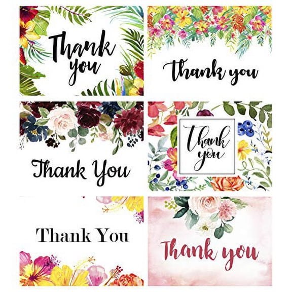 Darling Souvenir Assorted Thank You Card Folded Blank Note Appreciation Greeting Card-Pack of 120 Pieces