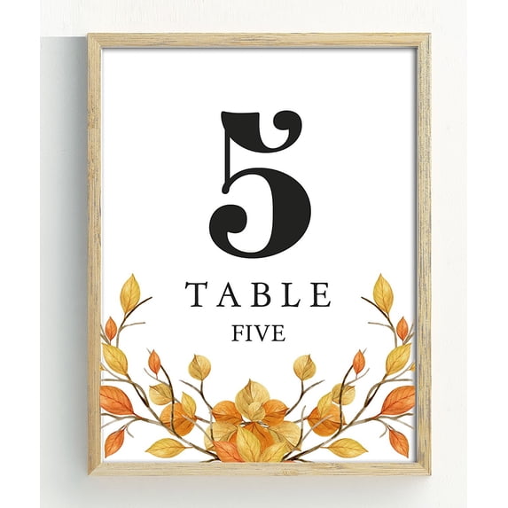 Darling Souvenir, Autumn Theme 1-12 Table Numbers Fall Wedding Reception Decor Table Cards (4x6 Inches)