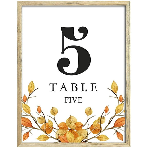 Darling Souvenir, Autumn Theme 1-12 Table Numbers Fall Wedding Reception Decor Table Cards (5x7 Inches)