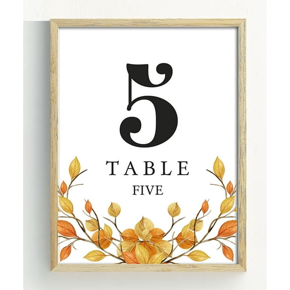 Darling Souvenir, Autumn Theme 1-20 Table Numbers Fall Wedding Reception Decor Table Cards (4x6 Inches)