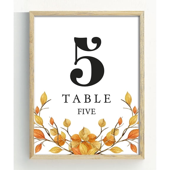 Darling Souvenir, Autumn Theme 1-30 Table Numbers Fall Wedding Reception Decor Table Cards (4x6 Inches)