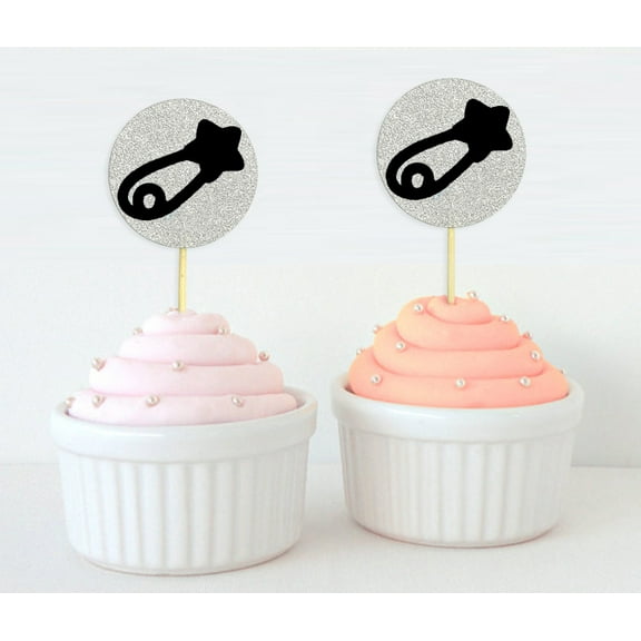 Darling Souvenir, Baby Nappy Pin Baby Shower Cupcake Toppers, Dessert Decorations - Pack Of 20