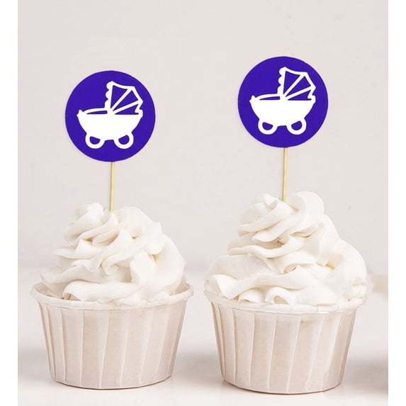Darling Souvenir, Baby Pram Baby Shower Cupcake Toppers, Dessert Decorations - Pack Of 20