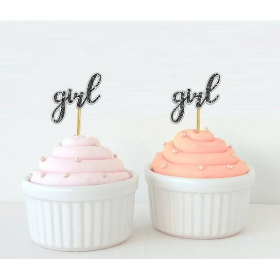 Darling Souvenir, Baby Shower Girl Cupcake Toppers, Gender Reveal Party Dessert Decorations - Pack Of 20