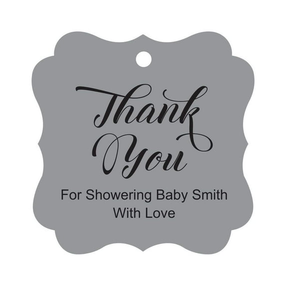 Darling Souvenir Baby Shower Thank you Favor Tags Custom Hang Gift Tags-Gray-100 Tags