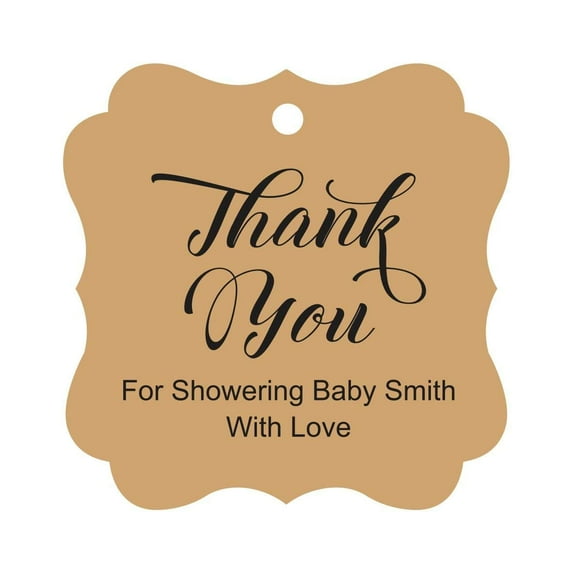 Darling Souvenir Baby Shower Thank you Favor Tags Custom Hang Gift Tags-Kraft-100 Tags