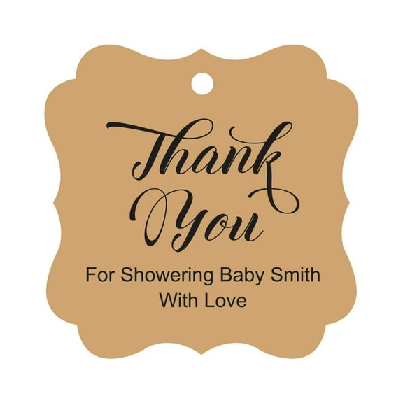 Darling Souvenir Baby Shower Thank you Favor Tags Custom Hang Gift Tags-Kraft-100 Tags