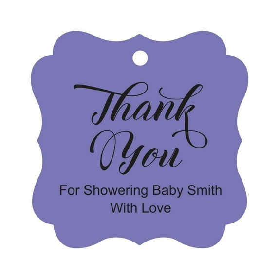 Darling Souvenir Baby Shower Thank you Favor Tags Custom Hang Gift Tags-Lavender-50 Tags