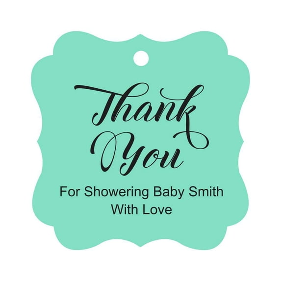 Darling Souvenir Baby Shower Thank you Favor Tags Custom Hang Gift Tags-Mint Green-100 Tags