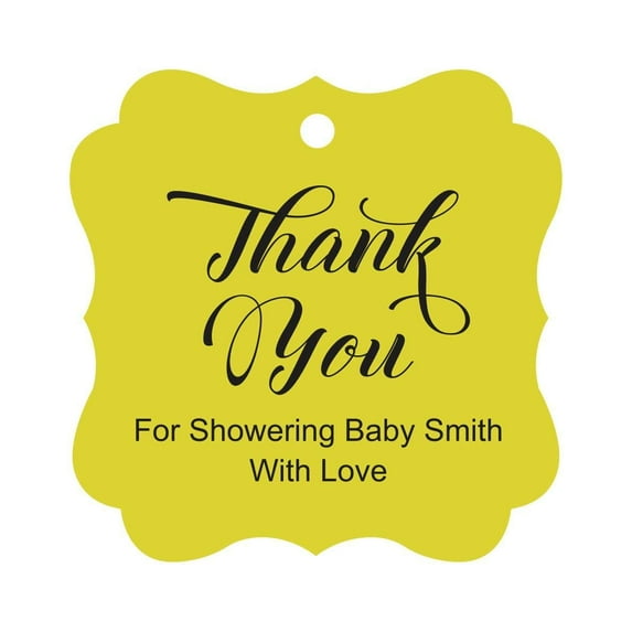 Darling Souvenir Baby Shower Thank you Favor Tags Custom Hang Gift Tags-Yellow-50 Tags