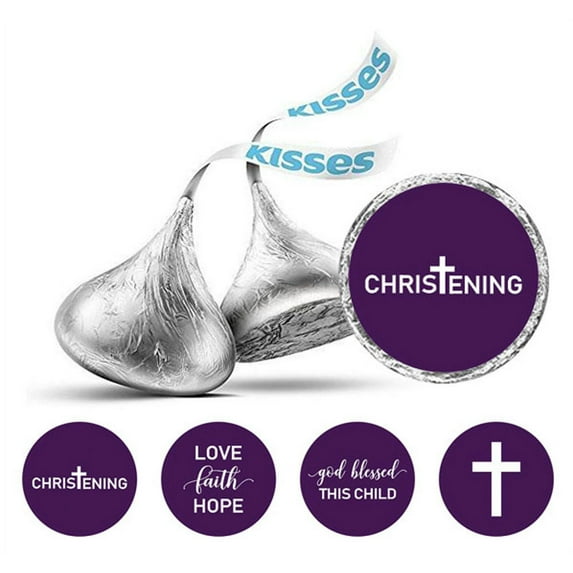 Darling Souvenir Baptism Theme Stickers Pack of 190 Pcs Candy Chocolate Labels-Purple