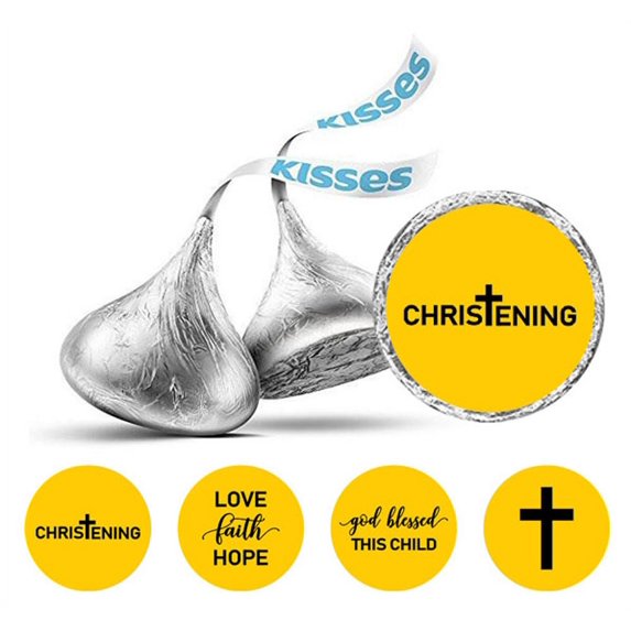 Darling Souvenir Baptism Theme Stickers Pack of 190 Pcs Candy Chocolate Labels-Yellow