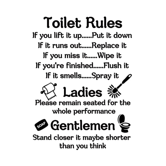 Darling Souvenir Bathroom Rules Burlap Print Restroom Manners Decor Housewarming Gift Idea-Burlap Print Only(8 x 10 Inches)