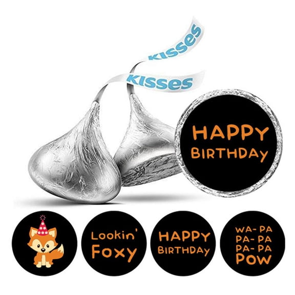 Darling Souvenir Birthday Theme Stickers chocolate Candy Labels 190 Pcs Party Favor-Black