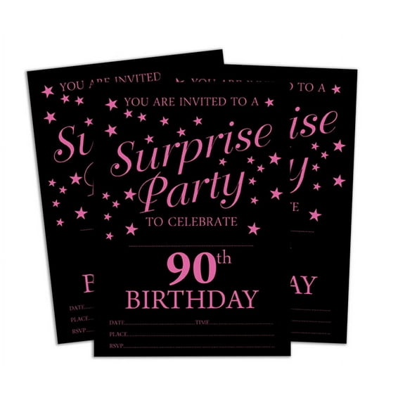Darling Souvenir Black Birthday Invitation Card Printable Elegant Fill or Write In Blank Party Invites 28 Pcs 5 x 7 Inches