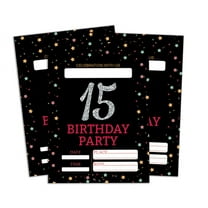 Darling Souvenir Black Birthday Invitation Card Printable Elegant Fill or Write In Blank Party Invites 28 Pcs 5 x 7 Inches