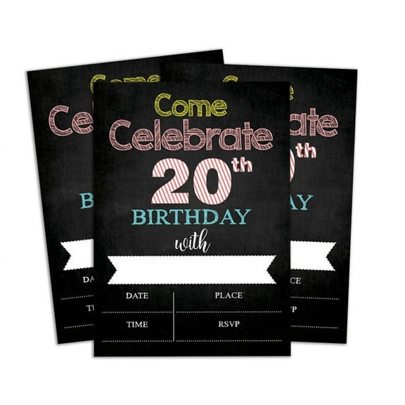 Darling Souvenir Black Birthday Invitation Card Printable Fill or Write In Blank Invites Party Supplies Pack Of 28 5 x 7 Inches