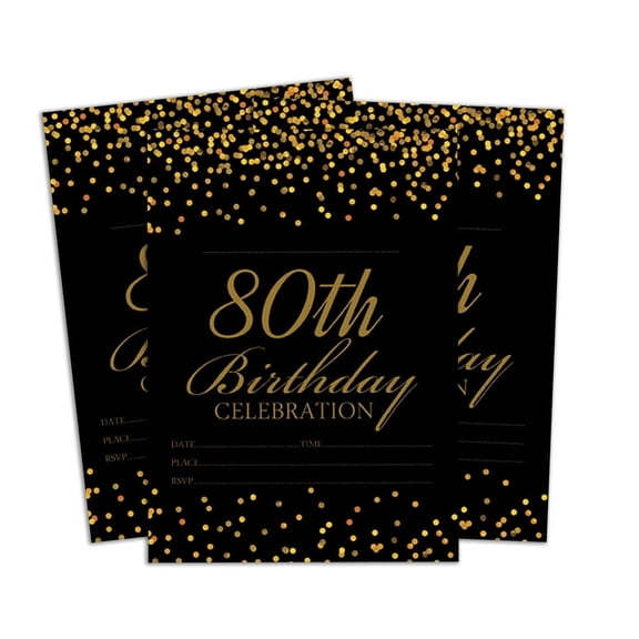 Darling Souvenir Black Birthday Invitation Card Printable Fill or Write In Blank Invites Party Supplies Pack Of 28 5 x 7 Inches