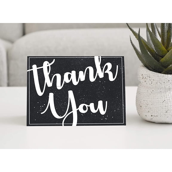 Darling Souvenir Black Galaxy Thank You Card Bridal Shower Graduation Blank Folding Greeting Card Thank You Notes With Envelope - 36 Pcs