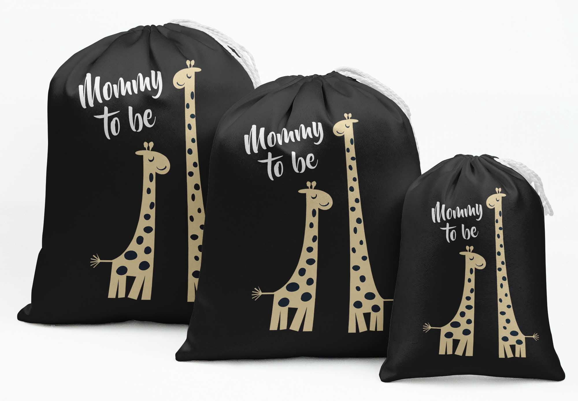 Darling Souvenir Black Giraffe & Mummy To Be Baby Shower Party Supplies Favor Bags&nbsp;Jewelry&nbsp;Pouches 15 Pieces