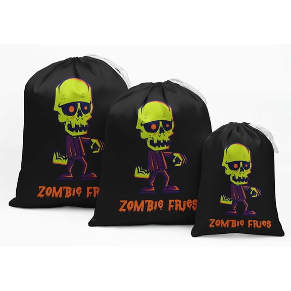 Darling Souvenir Black Zombie Fries Halloween Party Supplies Drawstring Pouches Favor Bags 15 Pieces