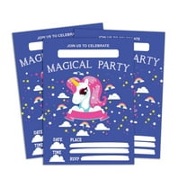 Darling Souvenir Blue Birthday Invitation Card 28 Pcs Fill or Write In Blank Invites Printable Party Supplies 5 x 7 Inches