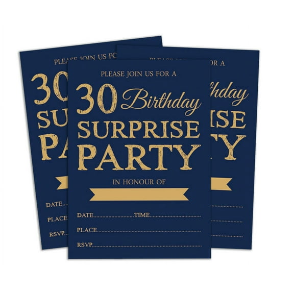 Darling Souvenir Blue Birthday Invitation Card Printable Elegant Fill or Write In Blank Party Invites 28 Pcs 5 x 7 Inches