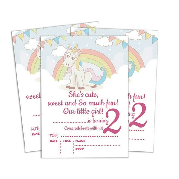 Darling Souvenir Blue Birthday Invitation Card Printable Elegant Fill or Write In Blank Party Invites 28 Pcs 5 x 7 Inches