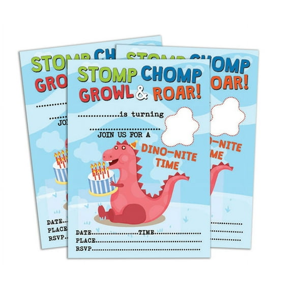 Darling Souvenir Blue Birthday Invitation Card Printable Elegant Fill or Write In Blank Party Invites 28 Pcs 5 x 7 Inches