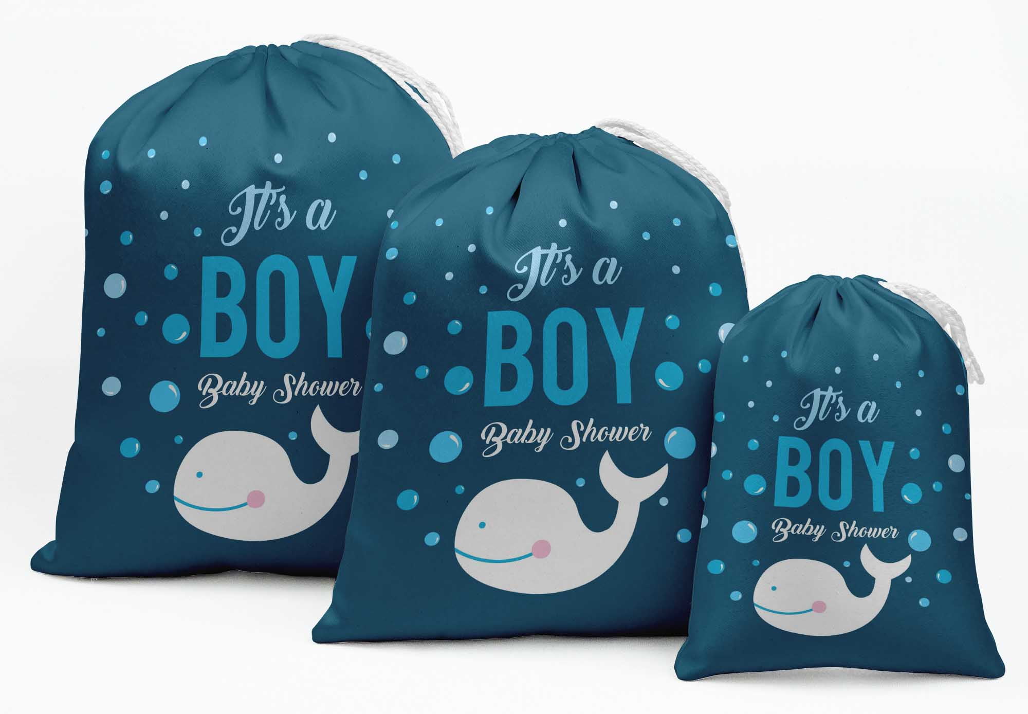 Darling Souvenir Blue Dolphin & It'S A Boy Baby Shower Party Supplies Favor Bags&nbsp;Drawstring Pouches&nbsp;15 Pieces