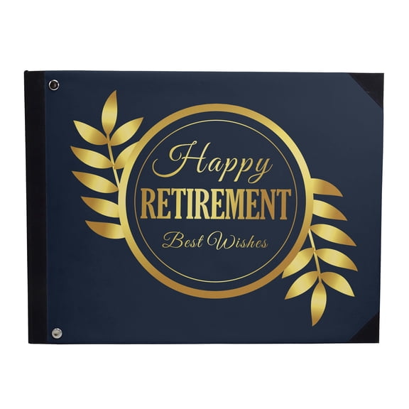 Darling Souvenir Blue Leaf Vine Frame Personalized Printed Retirement Party Guest Book Hardbound Cover Sign In Book Registry Scrapbook-9 x 12 Inches