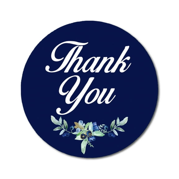 Darling Souvenir Botanical Floral 1.6 Inches Round Navy Blue Thank You Stickers Wedding Gift-45 Pcs