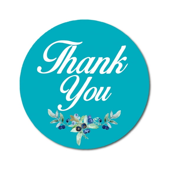 Darling Souvenir Botanical Floral 1.6 Inches Round Turquoise Blue Thank You Stickers Wedding Gift-45 Pcs