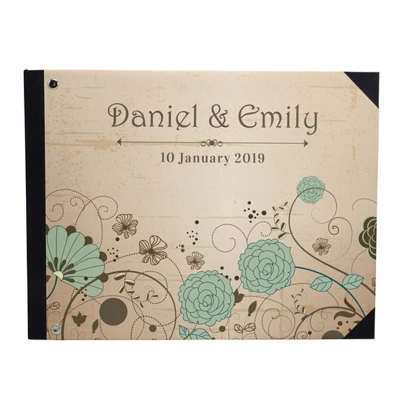 Darling Souvenir Brown Floral & Leaves Printed Hardbound Cover Guestbook For Wedding Guest Sign In Book Registry-7 x 9 Inches