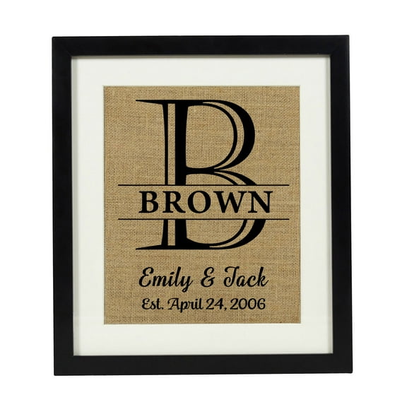 Darling Souvenir Burlap Print Wall Decor Personalized Couple Wedding Sign Gift Mr & Mrs-8 x 10 Inches