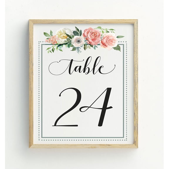 Darling Souvenir Calligraphy 1-40 Floral Table Numbers Wedding Reception Décor Table Cards (5x7 Inches)