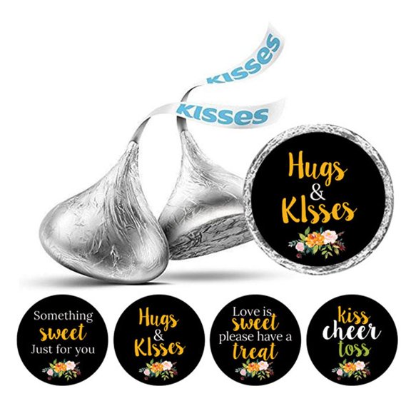 Darling Souvenir Candy Chocolate Labels DIY 190 Pcs Floral Wedding Stickers-Black
