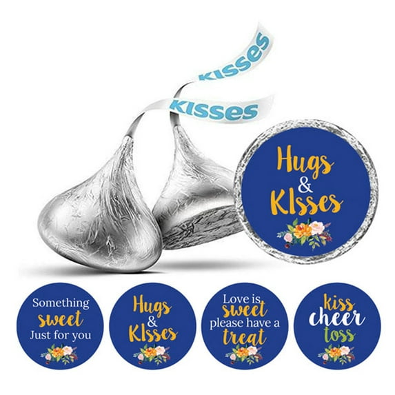 Darling Souvenir Candy Chocolate Labels DIY 190 Pcs Floral Wedding Stickers-Blue