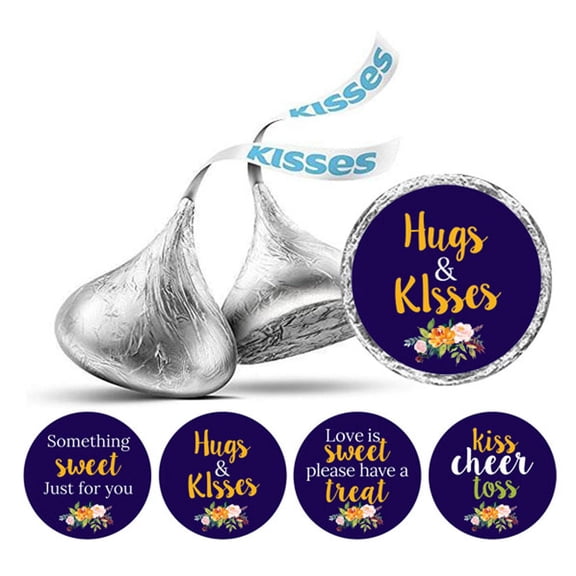 Darling Souvenir Candy Chocolate Labels DIY 190 Pcs Floral Wedding Stickers-Royal Blue