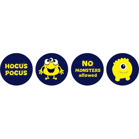 Darling Souvenir Candy Labels 190 Pcs No Monsters Allowed Party Theme Stickers-Navy Blue