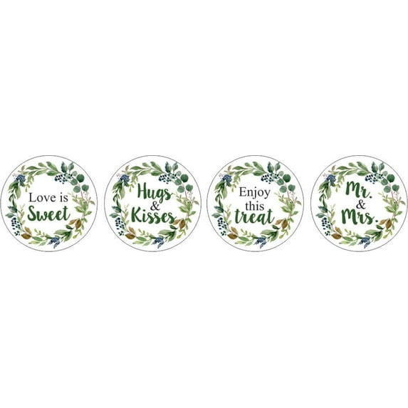 Darling Souvenir Candy Leaf Wreath Wedding Stickers Chocolate Labels DIY 190 Pcs-White