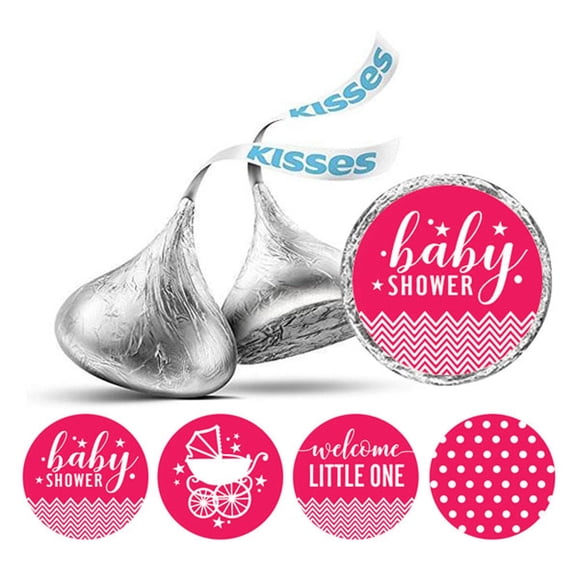 Darling Souvenir Magenta 190 Pieces Baby Shower Favor Stickers - Mini Candy Stickers & Chocolate Wrapper Labels for Party Favors & Decorations