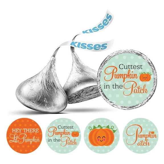 Darling Souvenir Mint & Orange 190 Pieces Baby Shower Favor Stickers - Mini Candy Stickers & Chocolate Wrapper Labels for Party Favors & Decorations