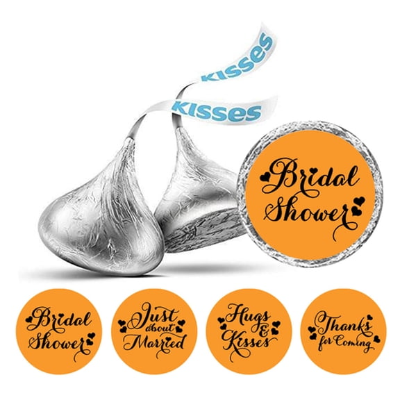 Darling Souvenir Candy&nbsp;Chocolate Labels 190 Pcs Bridal Shower Theme Stickers-Orange