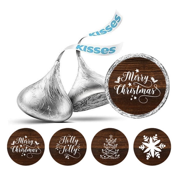 Darling Souvenir Candy Chocolate Labels 190 Pcs Christmas Party Theme Stickers-Brown(Rusty Wood)