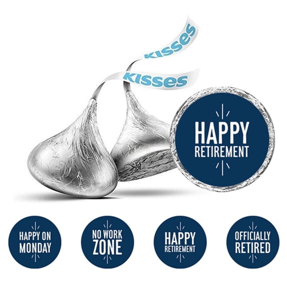 Darling Souvenir Candy Chocolate Labels 190 Pcs Retirement Theme Stickers-Navy Blue & White