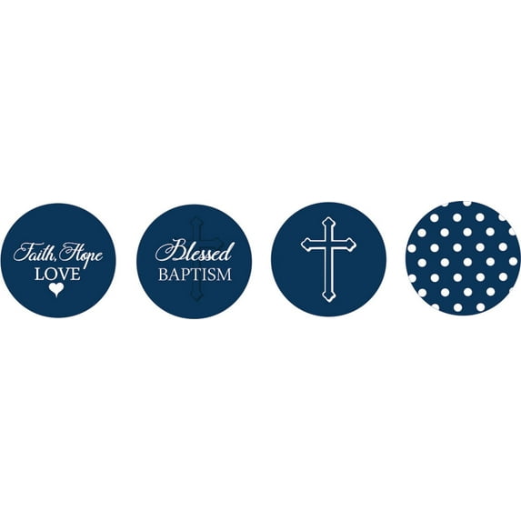 Darling Souvenir Candy Chocolate Labels 190 Pcs Sacrament Baptism Theme Stickers-Teal Blue