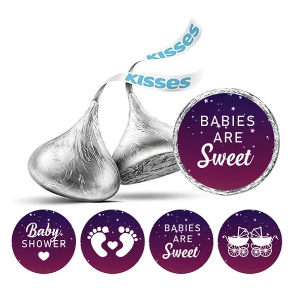 Darling Souvenir Dark Magenta 190 Pieces Baby Shower Favor Stickers - Mini Candy Stickers & Chocolate Wrapper Labels for Party Favors & Decorations