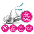 thumbnail image 1 of Darling Souvenir Cheers 70th Birthday Custom Name Stickers 190 Pcs Candy Labels Party Favor-Fuchsia Pink, 1 of 2